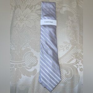 Calvin Klein Purple and Silver Striped Tie